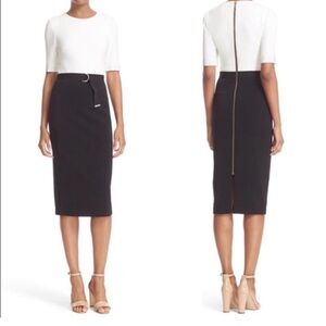 Ted Baker Black and White Midi Pencil Dress in Ted Size 1 or US Size 2